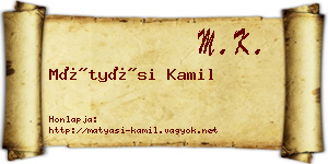 Mátyási Kamil névjegykártya